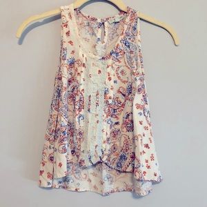 Tucker + Tate Orange & Blue Paisley Hi-Lo Tank (L)